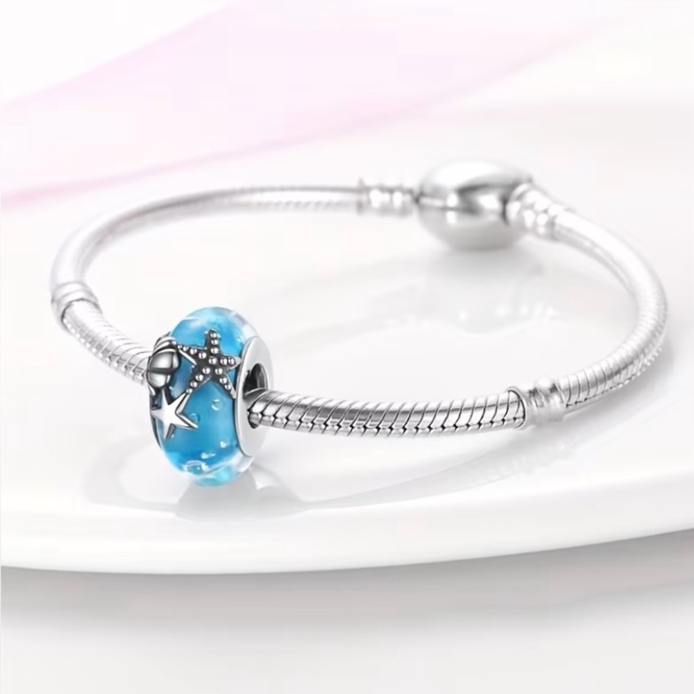 Blue and Silver Starfish Charm Bead - Picture 5 of 6